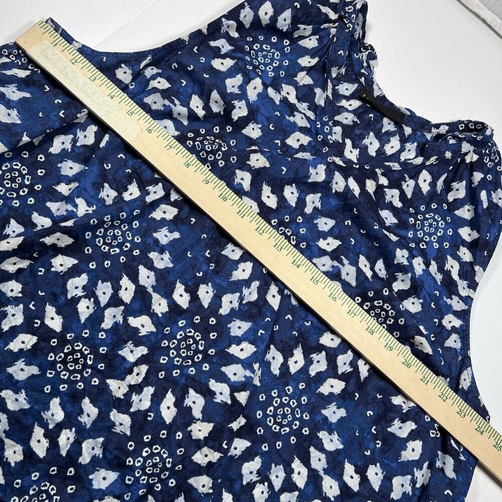 Lane Bryant Women’s Size 22/24 Ruffle Neck Woven & Knit Top Blue Shibori Diamond - Picture 9 of 10
